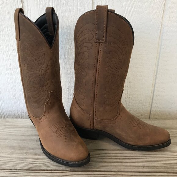Masterson Distressed Womens Tan Nubuck Leather Cowboy Western Boots 6.5 M RB7440 - Picture 1 of 13